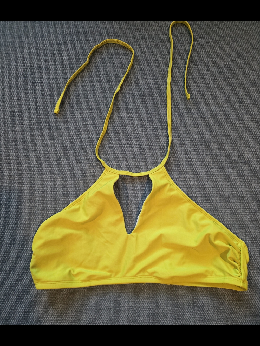 Yellow Halter Bikini Top with Keyhole Front